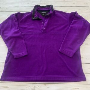 Vintage 90s Patagonia 4-Snap Purple Pullover Fleece Sweater Sz L Made in USA